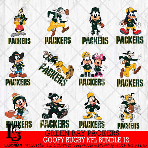 Green Bay Packers Goofy Rugby NFL Bundle 12 SVG DXF EPS PNG FILE,NFL bundle svg ,Football Digital Download,Instant Download, Silhouette