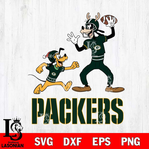 Green Bay Packers Goofy & Pluto Football Cricut,Christmas SVG DXF EPS PNG FILE, Digital Download,Instant Download, Silhouette