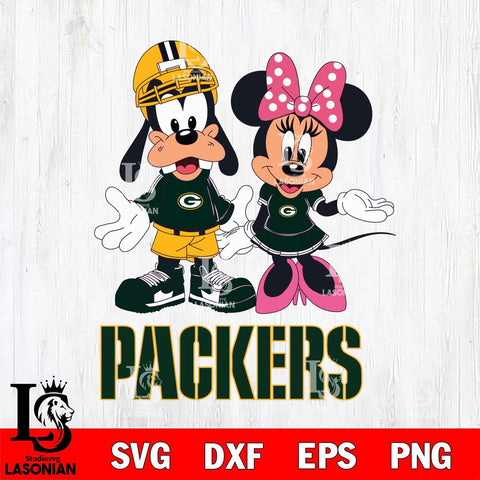Green Bay Packers Goofy and Minnie mouse Football SVG DXF EPS PNG FILE,NFL Cricut ,Football Digital Download,Instant Download, Silhouette