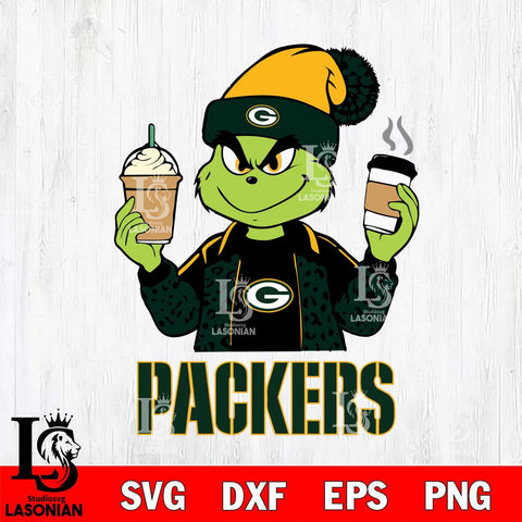 Green Bay Packers Grinch 2 coffee Svg Eps Dxf Png File, Digital Download, Instant Download