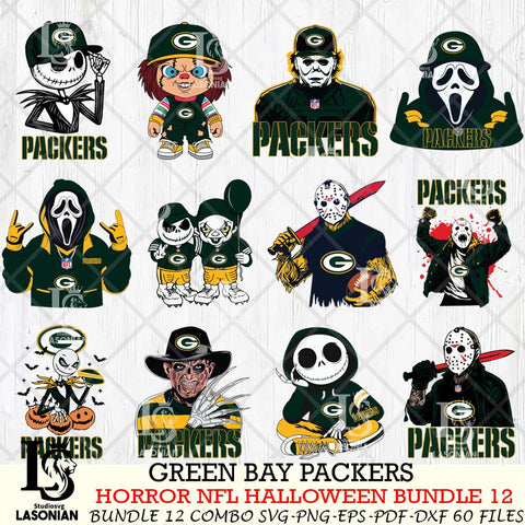 Green Bay Packers Halloween Bundle 12 SVG Svg Eps Dxf Png File, Bundle NFL svg, Digital Download, Instant Download
