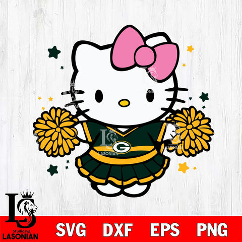 Green Bay Packers Hello Kitty Cheerleader 10 Svg Eps Dxf Png File, Digital Download, Instant Download