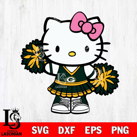 Green Bay Packers Hello Kitty Cheerleader 11 Svg Eps Dxf Png File, Digital Download, Instant Download