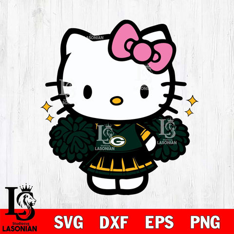 Green Bay Packers Hello Kitty Cheerleader Svg Eps Dxf Png File, Digital Download, Instant Download