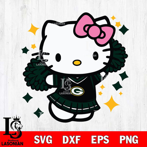 Green Bay Packers Hello Kitty Cheerleader 4 Svg Eps Dxf Png File, Digital Download, Instant Download