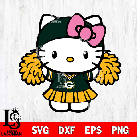 Green Bay Packers Hello Kitty Cheerleader 5 Svg Eps Dxf Png File, Digital Download, Instant Download