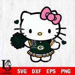 Green Bay Packers Hello Kitty Cheerleader 6 Svg Eps Dxf Png File, Digital Download, Instant Download