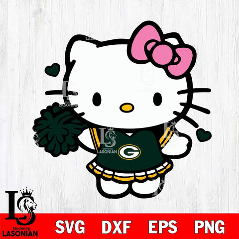 Green Bay Packers Hello Kitty Cheerleader 6 Svg Eps Dxf Png File, Digital Download, Instant Download