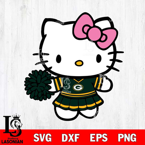 Green Bay Packers Hello Kitty Cheerleader 8 Svg Eps Dxf Png File, Digital Download, Instant Download