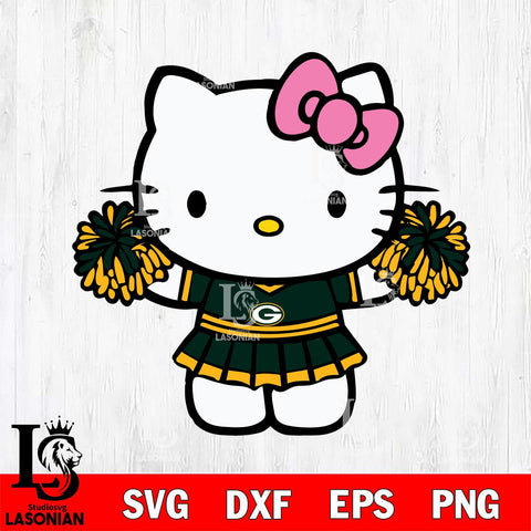 Green Bay Packers Hello Kitty Cheerleader 9 Svg Eps Dxf Png File, Digital Download, Instant Download