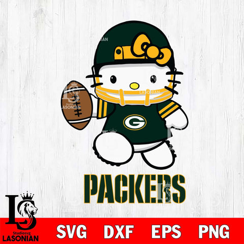 Green Bay Packers Hello Kitty Nfl 4 Svg Eps Dxf Png File, Digital Download, Instant Download