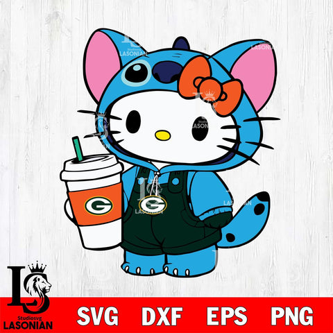Green Bay Packers Hello Kitty Stitch Football Svg Eps Dxf Png File, NFL svg, Digital Download, Instant Download