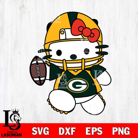 Green Bay Packers Hello Kitty sport 11 Svg Eps Dxf Png File, Digital Download, Instant Download