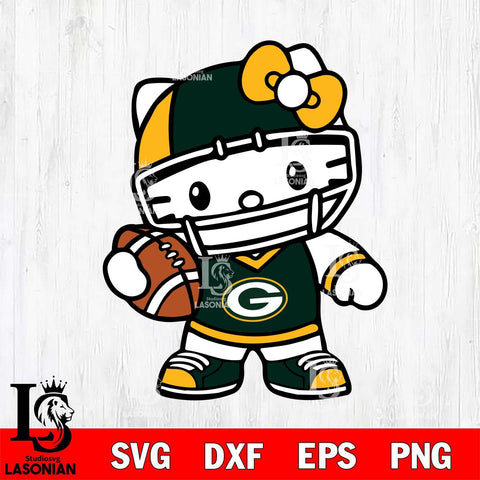 Green Bay Packers Hello Kitty sport 2 Svg Eps Dxf Png File, Digital Download, Instant Download