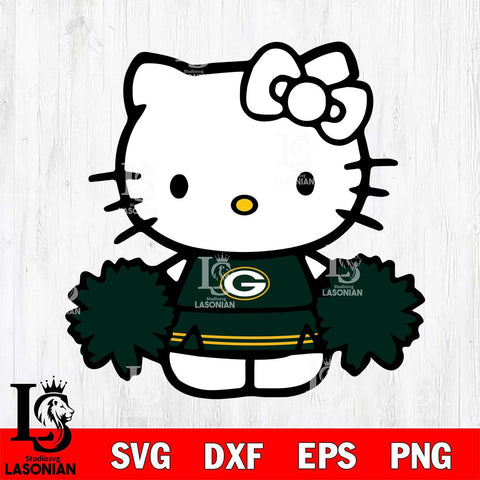 Green Bay Packers Hello Kitty sport 3 Svg Eps Dxf Png File, Digital Download, Instant Download