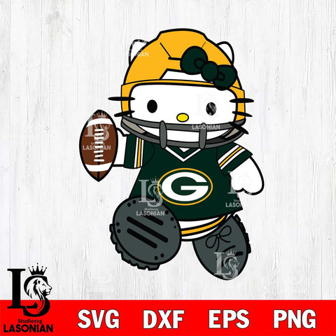 Green Bay Packers Hello Kitty sport Svg Eps Dxf Png File, Digital Download, Instant Download