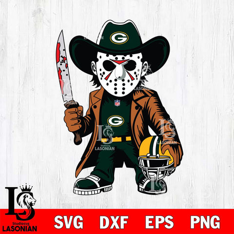 Green Bay Packers Jason Voorhees Horror Svg Eps Dxf Png File, NFL svg, Digital Download, Instant Download