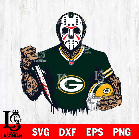Green Bay Packers Jason Voorhees Horror 5 Svg Eps Dxf Png File, NFL svg, Digital Download, Instant Download