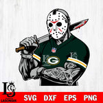 Green Bay Packers Jason Voorhees Horror 6 Svg Eps Dxf Png File, NFL svg, Digital Download, Instant Download
