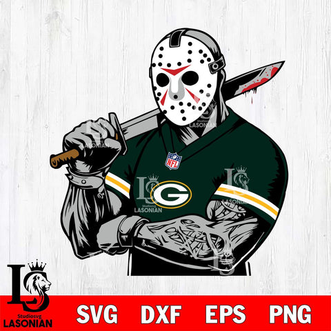 Green Bay Packers Jason Voorhees Horror 6 Svg Eps Dxf Png File, NFL svg, Digital Download, Instant Download