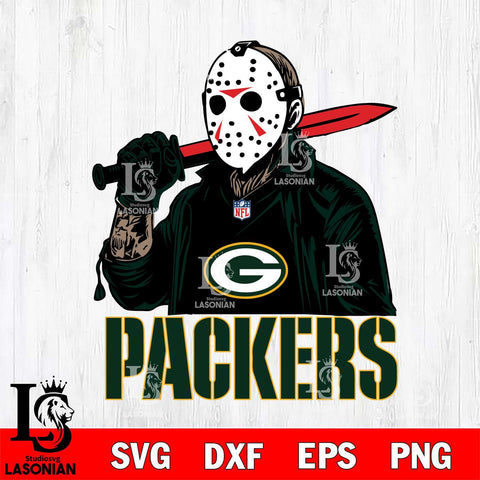 Green Bay Packers Jason Voorhees Horror Halloween Svg Eps Dxf Png File, Digital Download, Instant Download