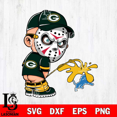 Green Bay Packers Jason Voorhees Piss On Detroit Lions Svg Eps Dxf Png File, Digital Download, Instant Download