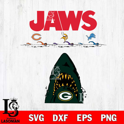 Green Bay Packers Jaws Eat Bears, Vikings, Lions Svg Eps Dxf Png File, Digital Download, Instant Download