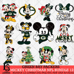 Green Bay Packers MICKEY CHRISTMAS NFL Bundle 12 Svg Eps Dxf Png File, Digital Download, Instant Download