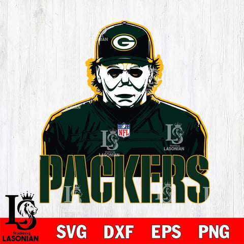 Green Bay Packers Michael Myers Horror Halloween Svg Eps Dxf Png File, Digital Download, Instant Download