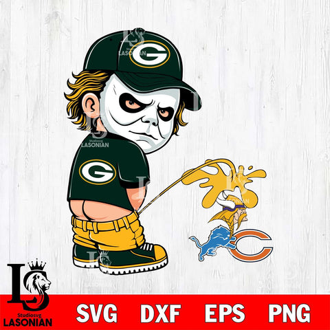 Green Bay Packers Michael Myers Piss On Bears, Vikings, Lions Svg Eps Dxf Png File, Digital Download, Instant Download