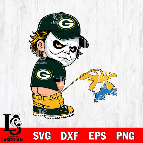 Green Bay Packers Michael Myers Piss On Detroit Lions Svg Eps Dxf Png File, Digital Download, Instant Download