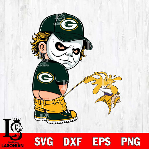 Green Bay Packers Michael Myers Piss On Minnesota Vikings Svg Eps Dxf Png File, Digital Download, Instant Download