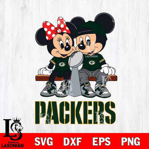 Green Bay Packers Mickey And Minnie Football Champions Svg Eps Dxf Png File, NFL svg , Digital Download , Instant Download, Cricut File