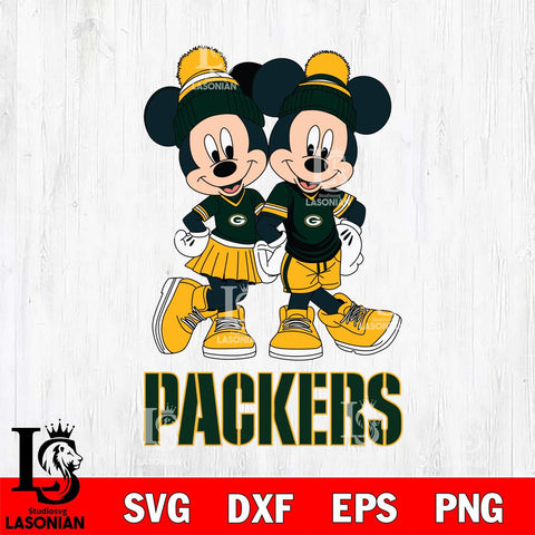 Green Bay Packers Mickey And Minnie Mouse Football Svg Eps Dxf Png File, Bundle NFl svg , File Cut , Digital Download , Instant Download, Laser Cut Svg Files