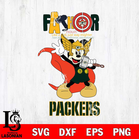 Green Bay Packers Mickey Father Sport Svg Eps Dxf Png File, NFL File Cut,Digital Download,Instant Download,Disney Svg Files