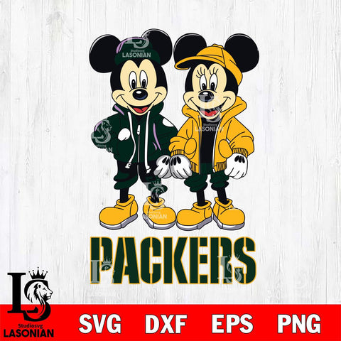 Green Bay Packers Mickey Minnie Mouse Football Svg Eps Dxf Png File, Bundle NFl svg , File Cut , Digital Download , Instant Download, Laser Cut Svg Files
