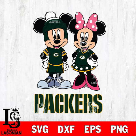Green Bay Packers Mickey Minnie Mouse Pink Svg Eps Dxf Png File, Bundle NFl svg , File Cut , Digital Download , Instant Download, Laser Cut Svg Files