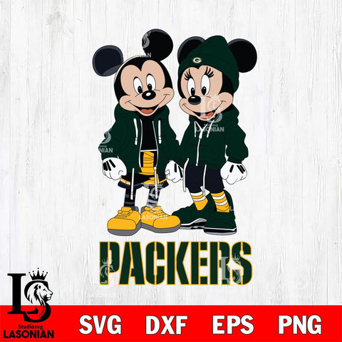 Green Bay Packers Mickey Minnie Mouse Rugby Svg Eps Dxf Png File, Bundle NFl svg , File Cut , Digital Download , Instant Download, Laser Cut Svg Files