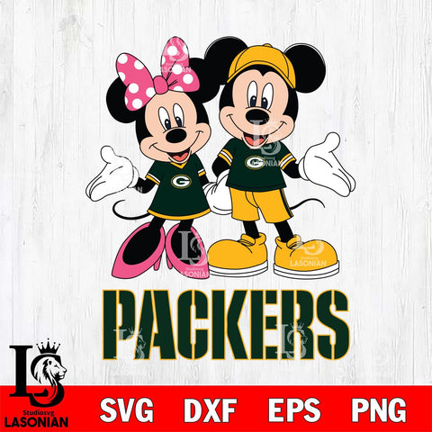 Green Bay Packers Mickey Minnie Mouse Sport Svg Eps Dxf Png File, Bundle NFl svg , File Cut , Digital Download , Instant Download, Laser Cut Svg Files