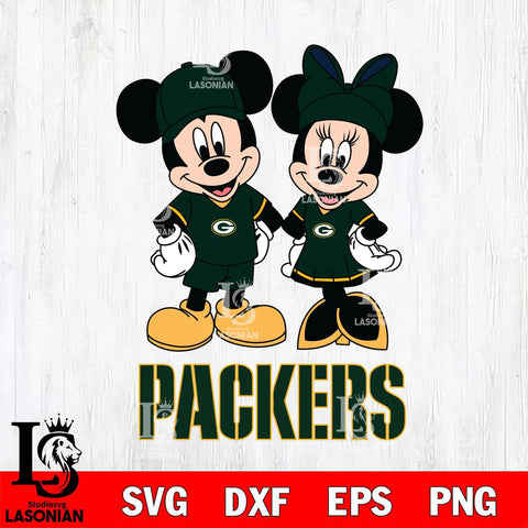 Green Bay Packers Mickey Minnie Rugby Svg Eps Dxf Png File, Bundle NFl svg , File Cut , Digital Download , Instant Download, Laser Cut Svg Files