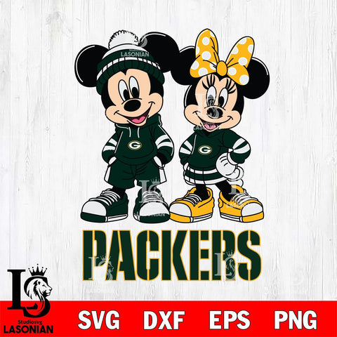 Green Bay Packers Mickey Minnie Rugby Hoodie Svg Eps Dxf Png File, Bundle NFl svg , File Cut , Digital Download , Instant Download, Laser Cut Svg Files