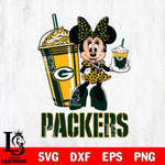 Green Bay Packers Minnie Mouse Fan And Coffee Svg Eps Dxf Png File, Digital Download, Instant Download