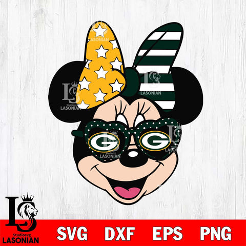 Green Bay Packers Minnie Mouse Love Svg Eps Dxf Png File, Digital Download, Instant Download