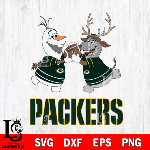 Green Bay Packers Olaf & Sven Football Cricut,Christmas SVG DXF EPS PNG FILE, Digital Download,Instant Download, Silhouette