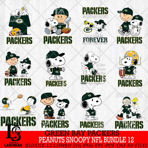 Green Bay Packers Peanuts Snoopy Player NFL Bundle 12 SVG DXF EPS PNG FILE,Snoopy File Cut, bundle nfl Digital Download,Instant Download, Silhouette