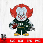 Green Bay Packers Pennywise Horror Sport Svg Eps Dxf Png File, NFL svg, Digital Download, Instant Download