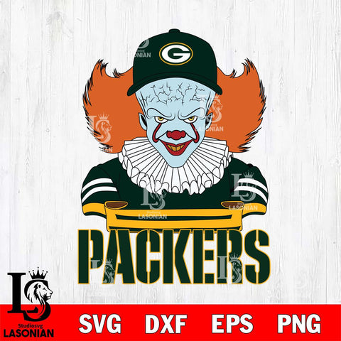 Green Bay Packers Pennywise Horror Sport 2 Svg Eps Dxf Png File, NFL svg, Digital Download, Instant Download