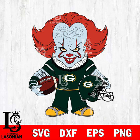 Green Bay Packers Pennywise Horror Sport Svg Eps Dxf Png File, NFL svg, Digital Download, Instant Download