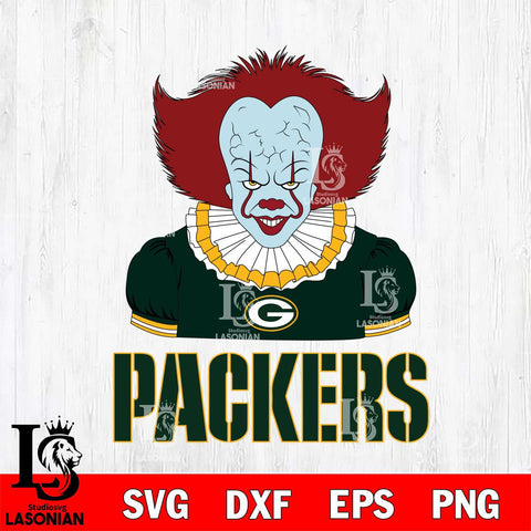 Green Bay Packers Pennywise Horror Sport 5 Svg Eps Dxf Png File, NFL svg, Digital Download, Instant Download