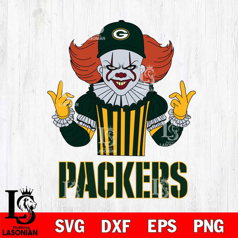 Green Bay Packers Pennywise Horror Sport 8 Svg Eps Dxf Png File, NFL svg, Digital Download, Instant Download